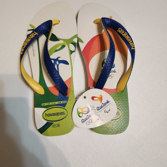 Havaianas  SUMMER OLYMPICS 2016 Blue and Yellow Sandals NWT - Picture 9 of 9